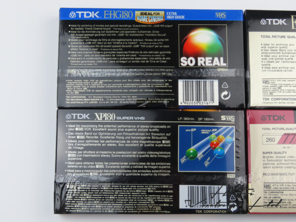 TDK E-HG180 VHS cassettes