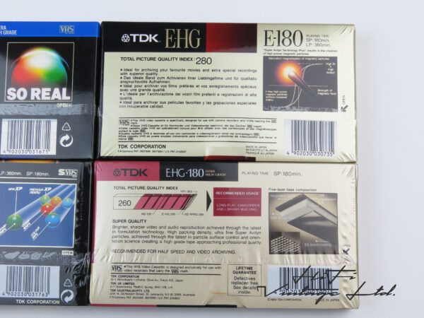 TDK E-HG180 VHS cassettes