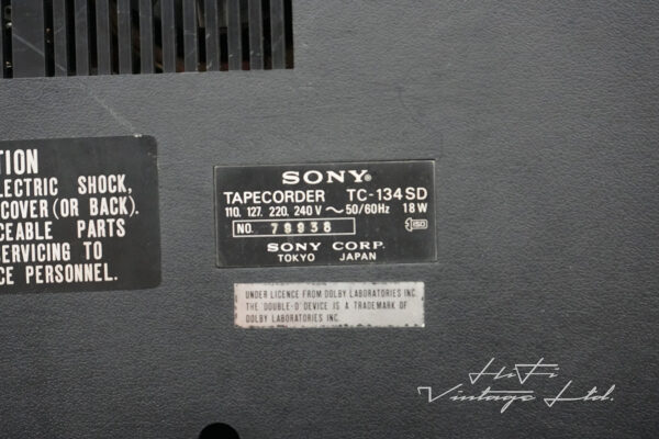 Sony TC-134SD 2-head Stereo Cassette Deck.
